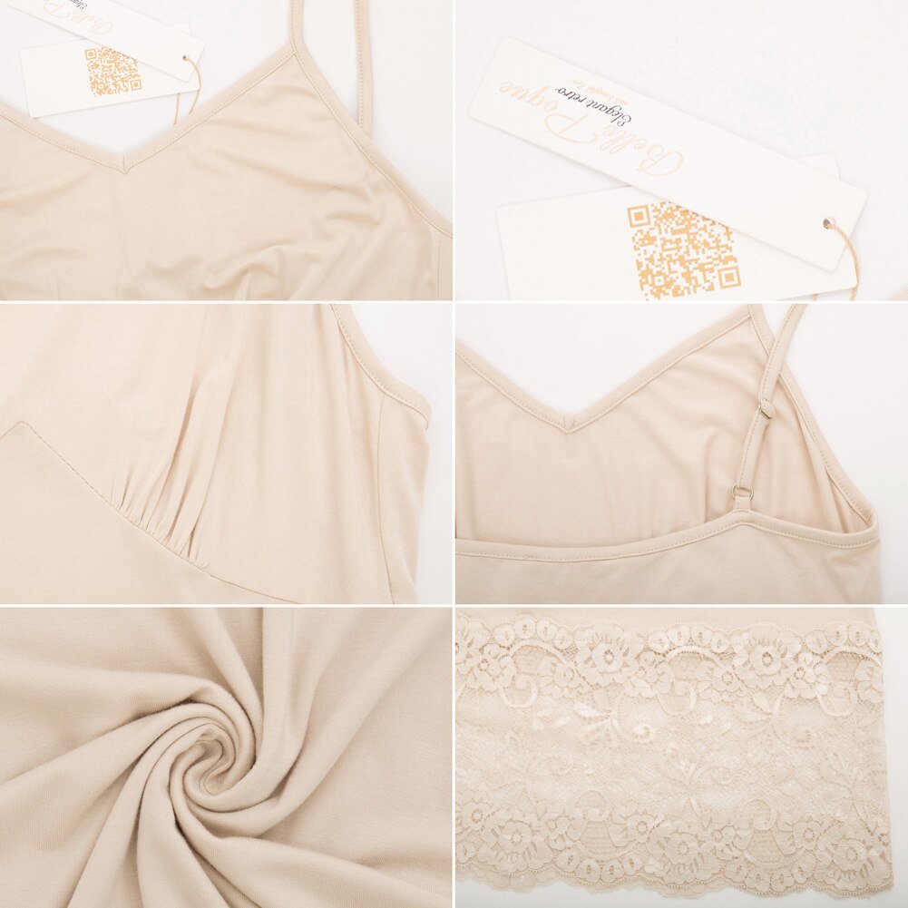 Belle Poque Women Dresses Lace Hem Full Slip Dress Spaghetti Straps V-Neck Hips-Wrapped Fashion Casual Summer Dresses Mini Lady