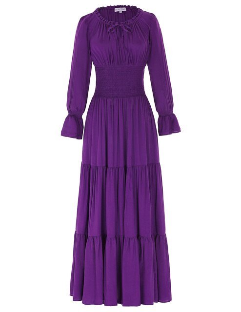 Belle Poque Women Dresses Long Sleeve Comfortable Rayon Renaissance Dresses Summer Maxi Dress Sexy Ruched Summer Autumn New Lady