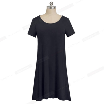 Casual Solid Color with Back Cross Shift Dresses Summer Straight Loose Women Dress