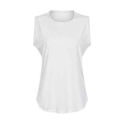 Cotton Fitness Workout Gym Tank Tops Women Quick Dry Hip-length Sport Yoga Tops Vest Leisure Sleeveless Shirts