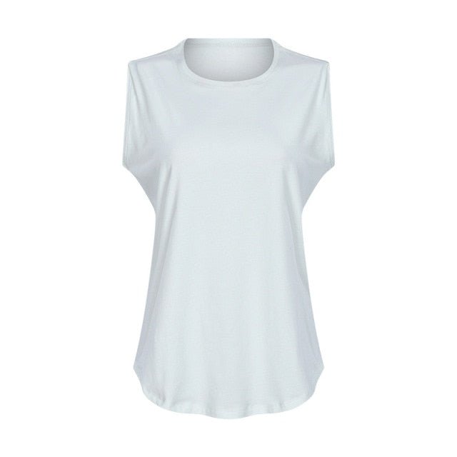 Cotton Fitness Workout Gym Tank Tops Women Quick Dry Hip-length Sport Yoga Tops Vest Leisure Sleeveless Shirts