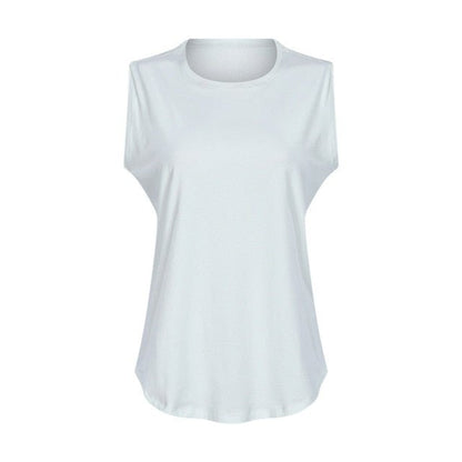 Cotton Fitness Workout Gym Tank Tops Women Quick Dry Hip-length Sport Yoga Tops Vest Leisure Sleeveless Shirts