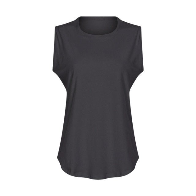 Cotton Fitness Workout Gym Tank Tops Women Quick Dry Hip-length Sport Yoga Tops Vest Leisure Sleeveless Shirts