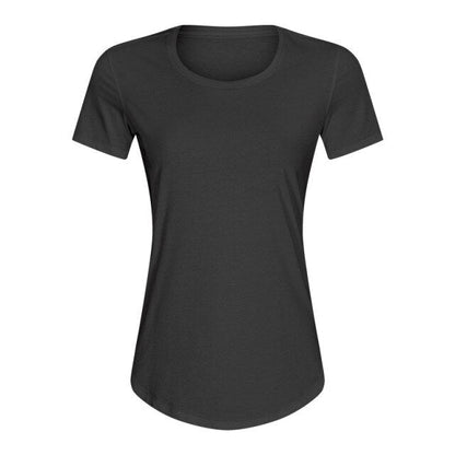 Cotton Yoga Exercise Workout T-shirt Women Anti-sweat Hip-length Running Fitness Gym Short Sleeve Shirts Tee