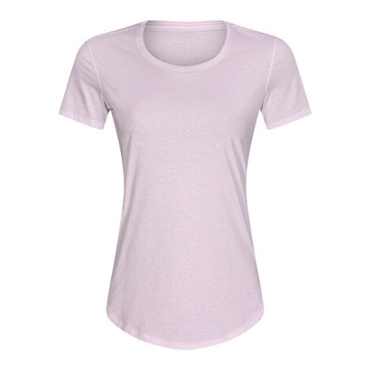 Cotton Yoga Exercise Workout T-shirt Women Anti-sweat Hip-length Running Fitness Gym Short Sleeve Shirts Tee