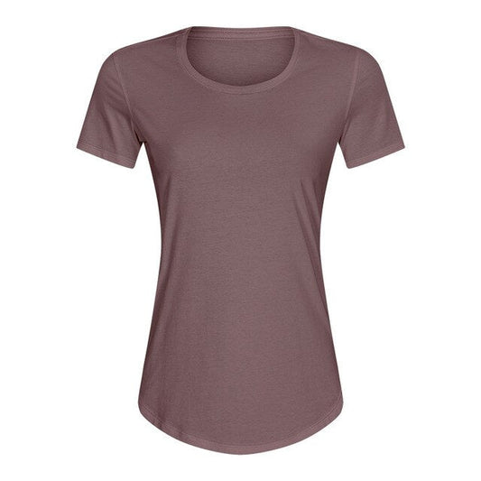 Cotton Yoga Exercise Workout T-shirt Women Anti-sweat Hip-length Running Fitness Gym Short Sleeve Shirts Tee