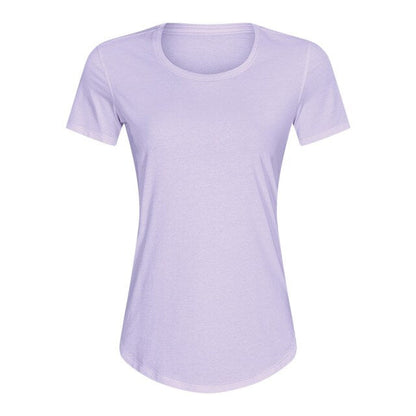 Cotton Yoga Exercise Workout T-shirt Women Anti-sweat Hip-length Running Fitness Gym Short Sleeve Shirts Tee