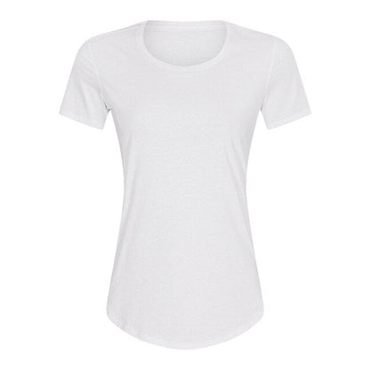 Cotton Yoga Exercise Workout T-shirt Women Anti-sweat Hip-length Running Fitness Gym Short Sleeve Shirts Tee