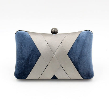 Criss Cross Satin Women Evening Bags Velvet Blue Color Party Small Day Clutch Handbags Pillow Design Holder