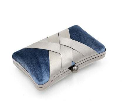 Criss Cross Satin Women Evening Bags Velvet Blue Color Party Small Day Clutch Handbags Pillow Design Holder