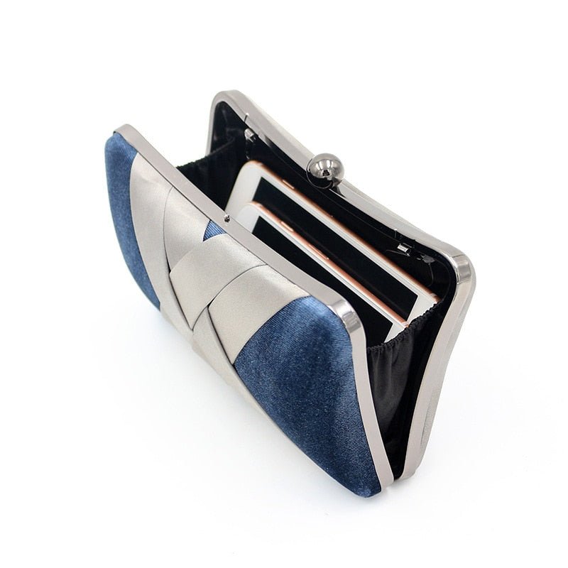 Criss Cross Satin Women Evening Bags Velvet Blue Color Party Small Day Clutch Handbags Pillow Design Holder