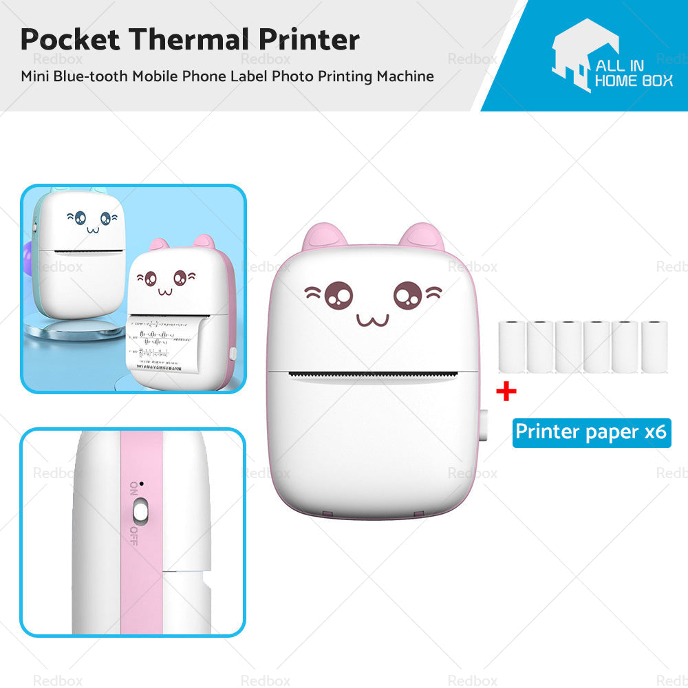 Pocket Thermal Printer Mini Blue-tooth Mobile Phone Label Photo Printing Machine