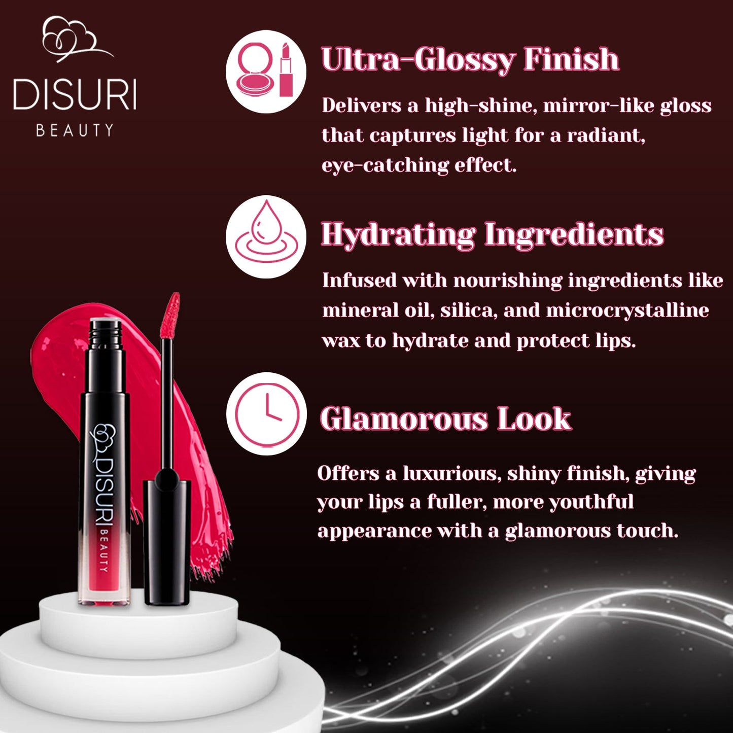DISURI Beauty Glossy Blast Lip Gloss - Medellín