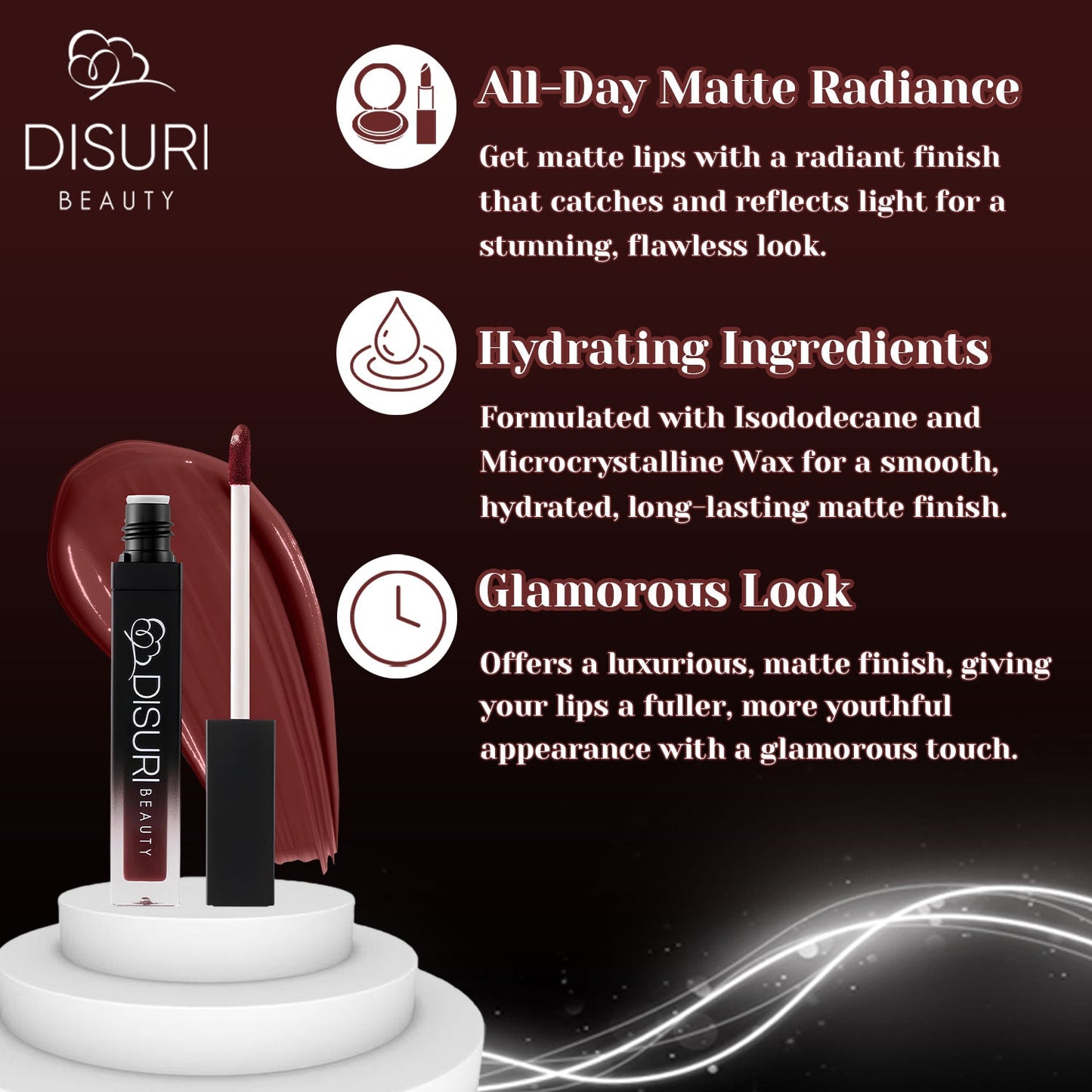 DISURI Beauty Liquid Lipstick - Red Wine