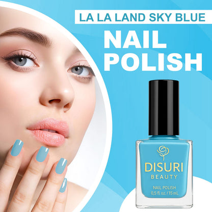 DISURI Beauty Vegan Nail Polish – La La Land (#5D9ED2 Sky Blue, 0.7 oz)