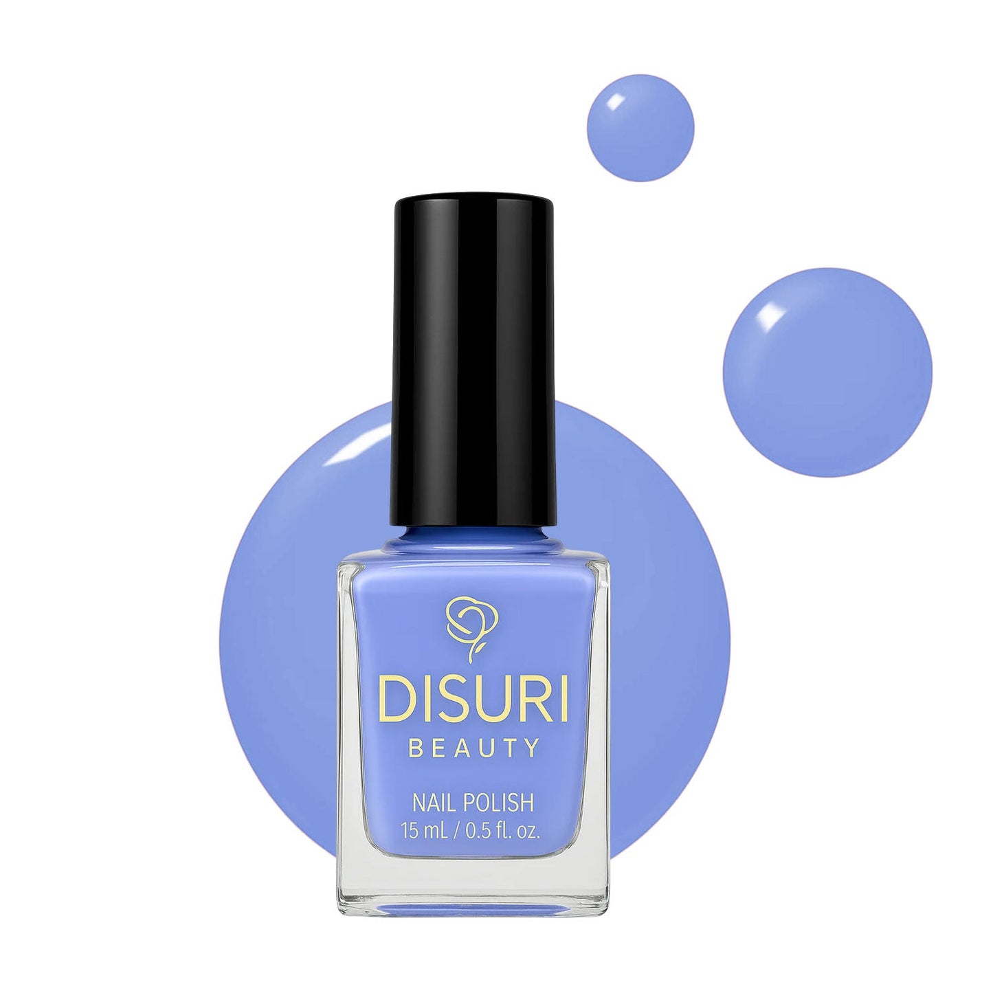 DISURI Beauty Vegan Nail Polish – Violet Skies (#829FDC Lavender Gloss, 15 ml)