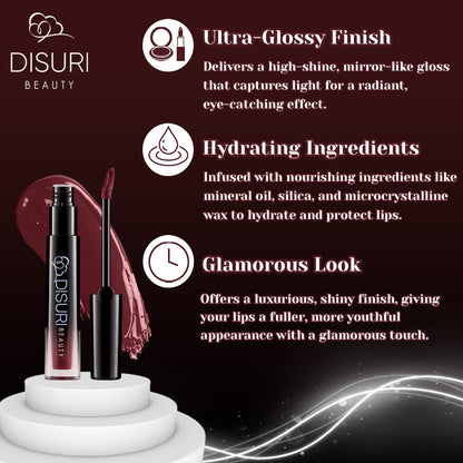 DISURI Beauty Glossy Blast Lip Gloss - Passion Wine