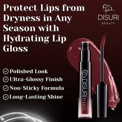 DISURI Beauty Glossy Blast Lip Gloss - Passion Wine