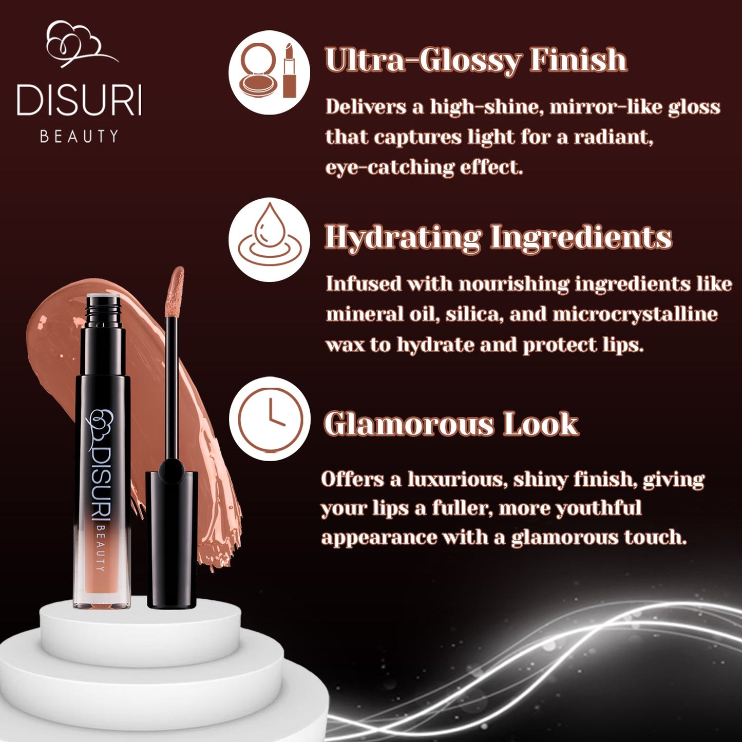 DISURI Beauty Glossy Blast Lip Gloss - Soft Spoken