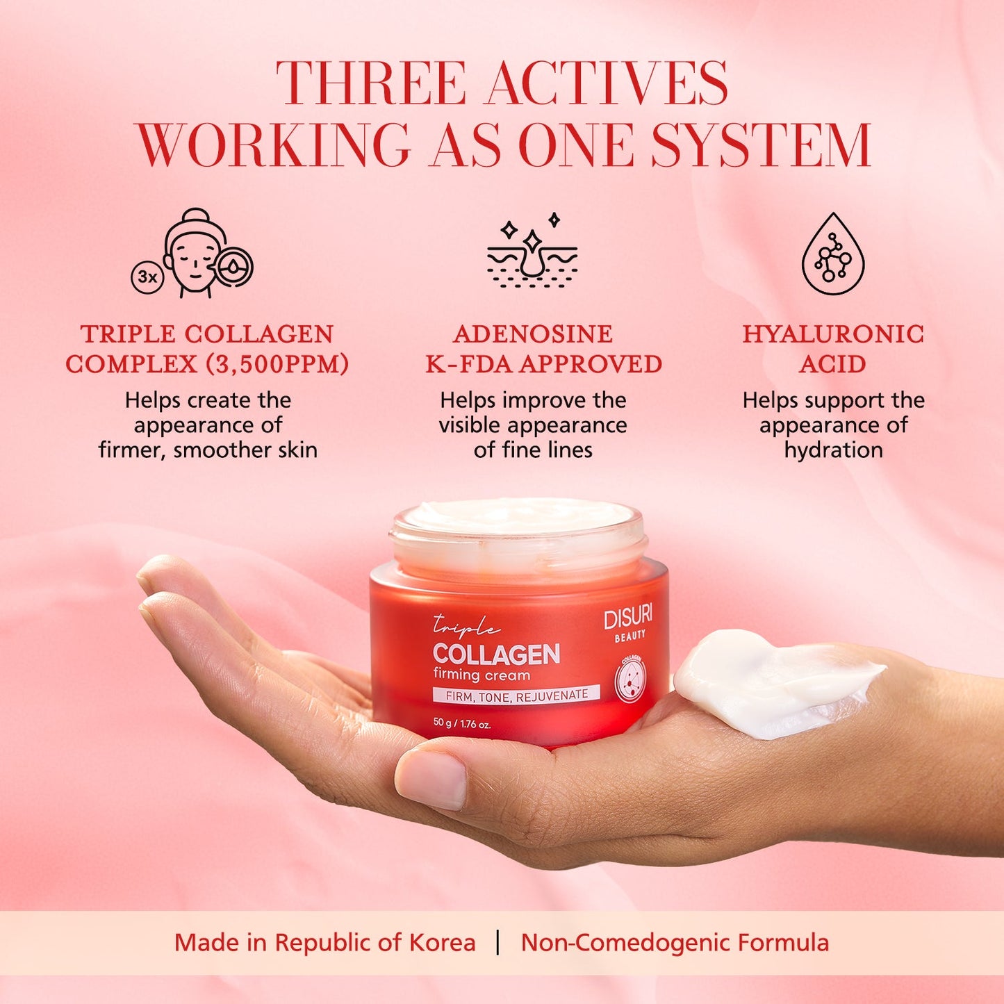 DISURI Beauty Triple Collagen Firming Cream – Firming, Smoothing & Hydrating Treatment (Made in Korea)