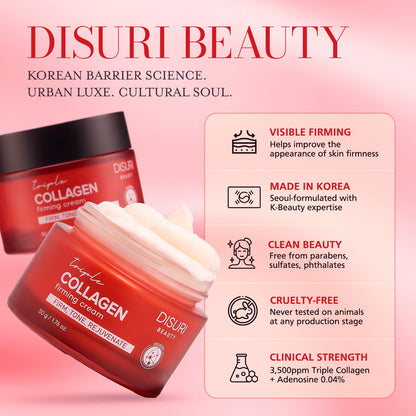 DISURI Beauty Triple Collagen Firming Cream – Firming, Smoothing & Hydrating Treatment (Made in Korea)