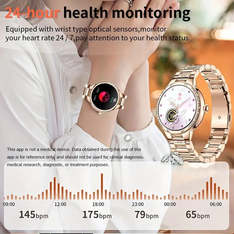 Golden Wireless Call Smart Watch for Women - Multi-Sports Modes & Voice Assistant