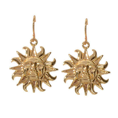 Gold Sun Drop Earrings Wholesale Price Women Teens Accessories Textured Jewelry