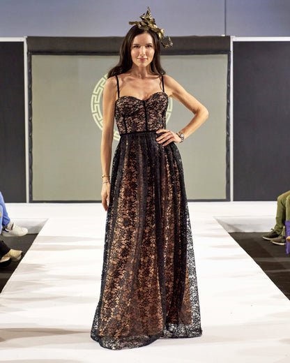 Stefania Black Floral Lace Maxi Dress Evening Dresses Stefania Black Floral Lace Maxi Dress