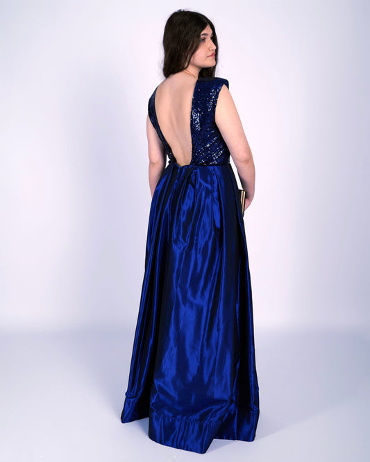 Josephine Royal Blue Sequin Taffeta Dress "evening dresses"