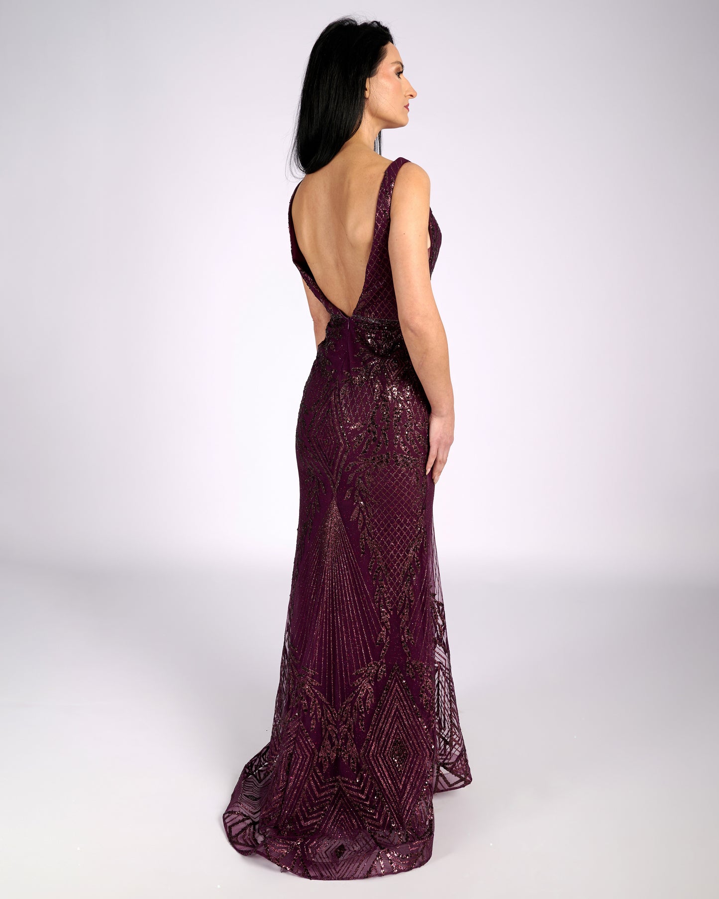 Lisandra Merlot Glitter Lace " evening dresses"