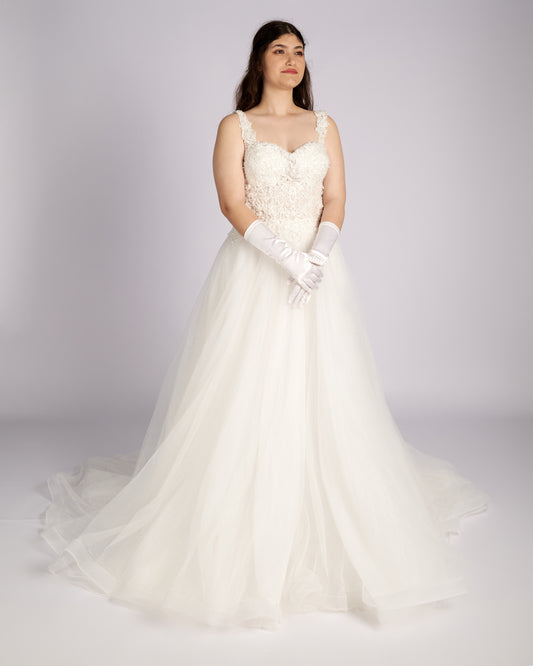 Augustine Hand Beaded Embroidery Lace with Crystals Wedding Dresses