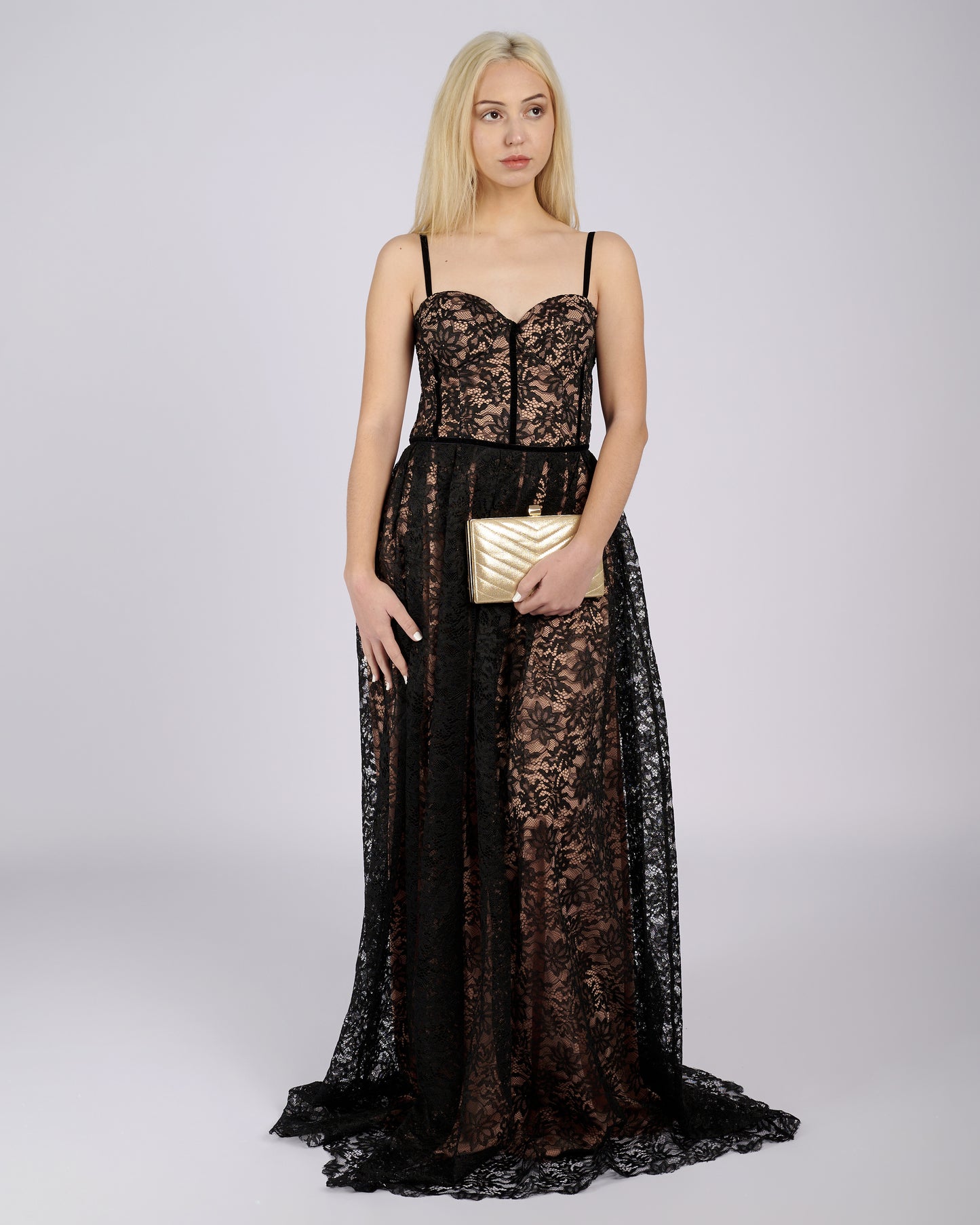Stefania Black Floral Lace Maxi Dress Evening Dresses Stefania Black Floral Lace Maxi Dress