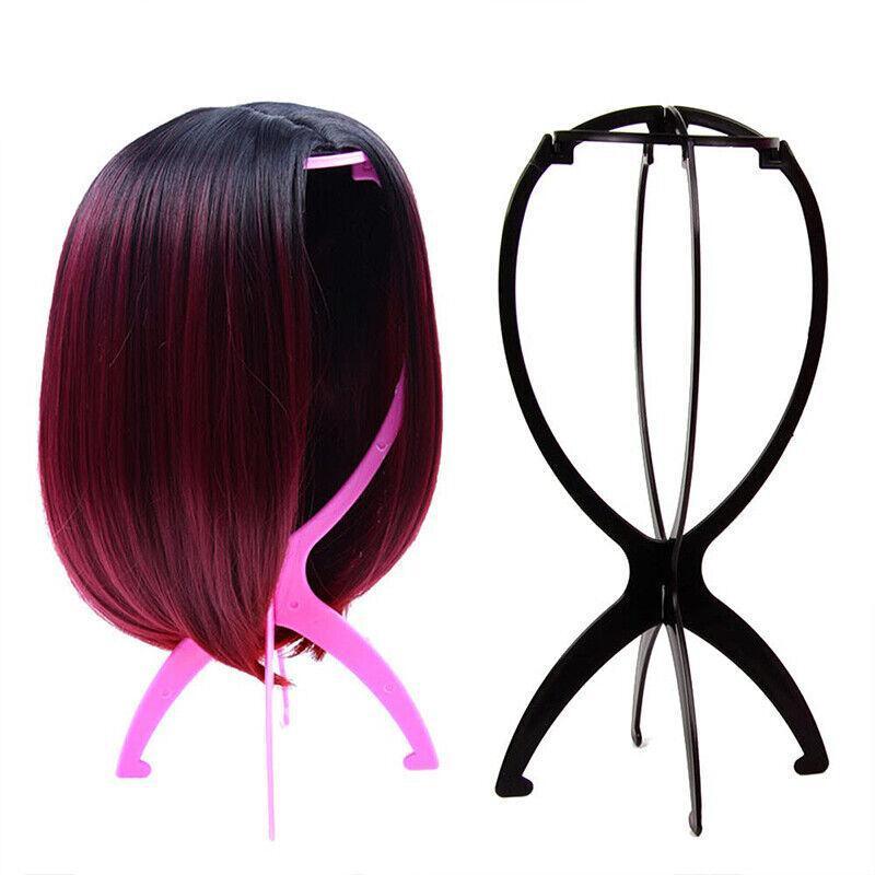 Folding Wig Stand Holder Portable Hat Cap Display Rack Stable Plastic Frame Tool