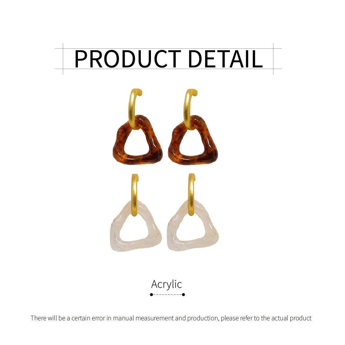 Retro Geometric Triangle Coffee Beige Earrings Women Girls Trendy Fashion