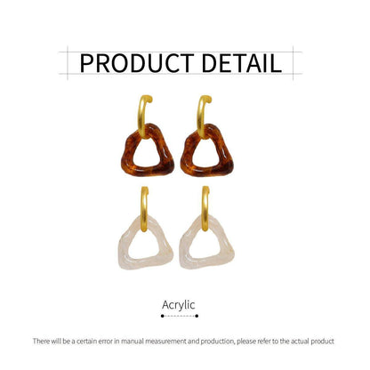Retro Geometric Triangle Coffee Beige Earrings Women Girls Trendy Fashion