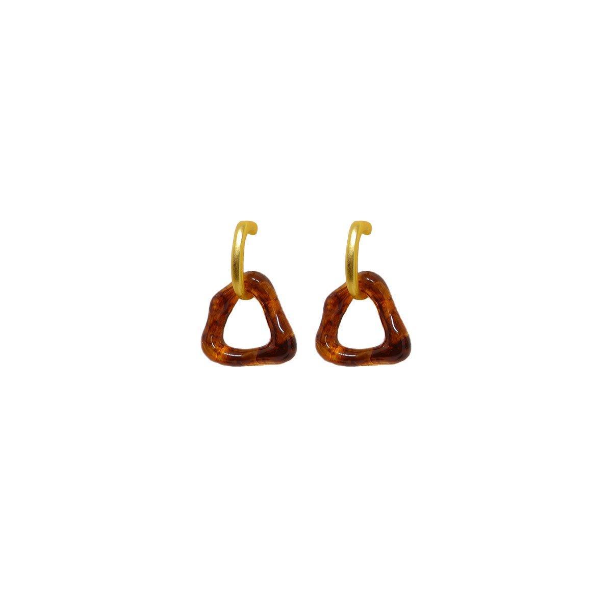 Retro Geometric Triangle Coffee Beige Earrings Women Girls Trendy Fashion