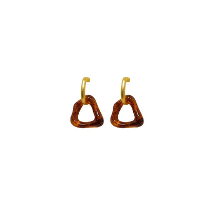 Retro Geometric Triangle Coffee Beige Earrings Women Girls Trendy Fashion