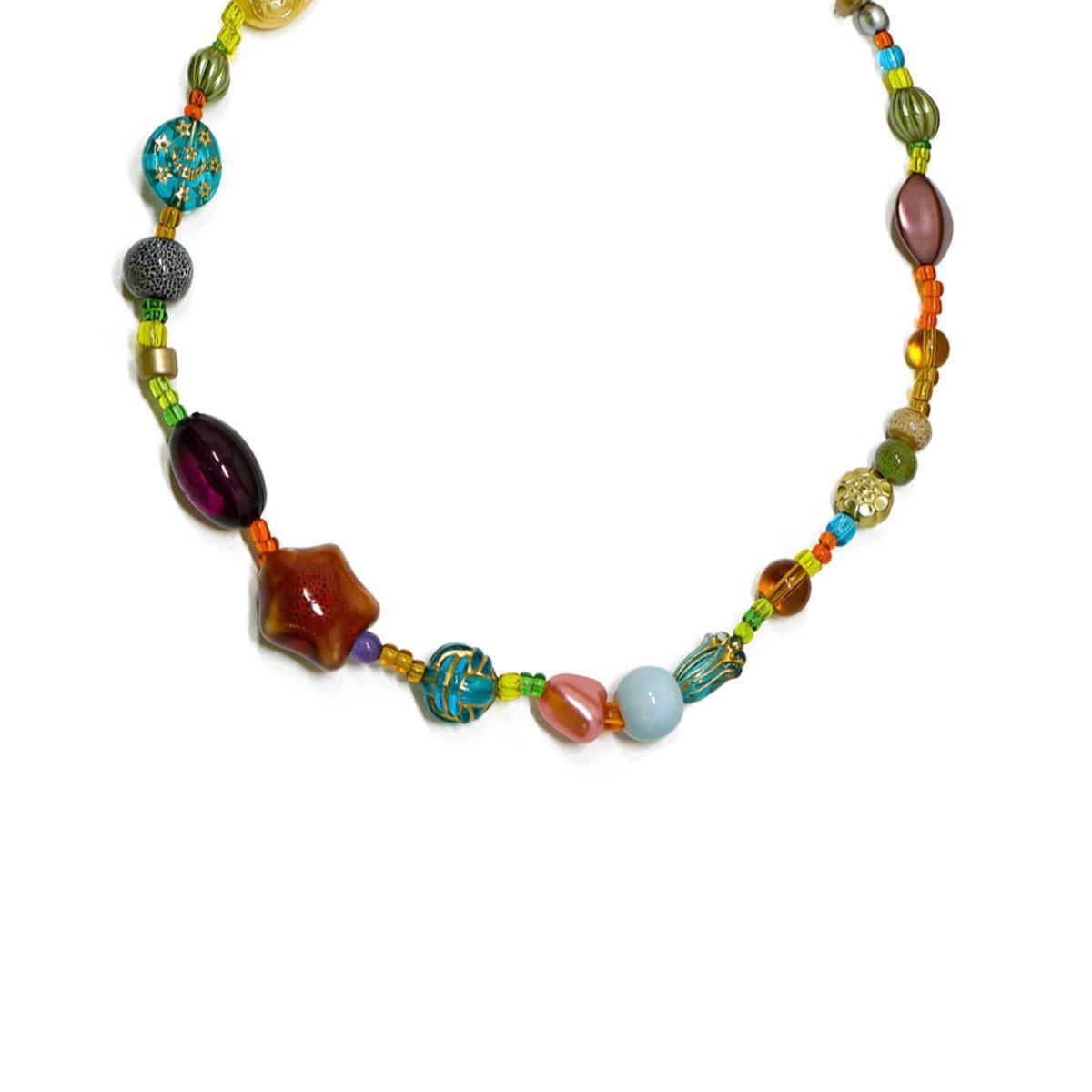 Colourful Ethnic Vintage Beaded Necklace Bracelet Ring Set Boho Jewelry Girl