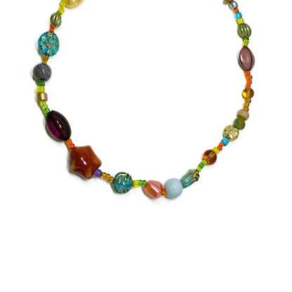 Colourful Ethnic Vintage Beaded Necklace Bracelet Ring Set Boho Jewelry Girl