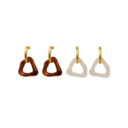 Retro Geometric Triangle Coffee Beige Earrings Women Girls Trendy Fashion