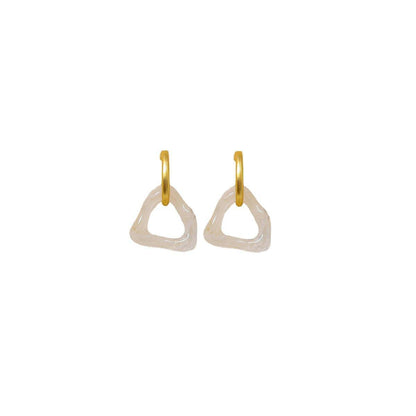 Retro Geometric Triangle Coffee Beige Earrings Women Girls Trendy Fashion