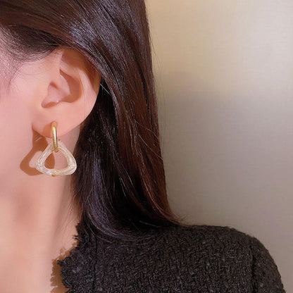 Retro Geometric Triangle Coffee Beige Earrings Women Girls Trendy Fashion