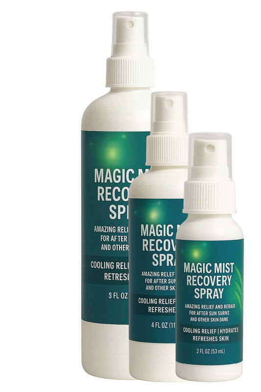 Magic Mist Recovery Spray — Instantly cools, soothes, and hydrates sun-stressed skin with pure aloe and botanicals.