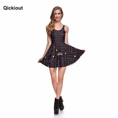 Fashion Women Casual Work Dresses Fit and Flare Digital Printing Muzman SKATER DRESS Vestidos
