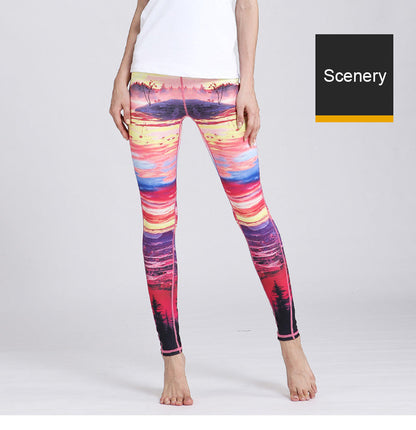Fast Dry Women Yoga Pants Workout Print Gym Leggings