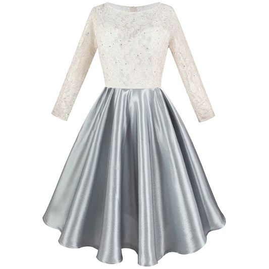 Half Sleeve Sequin See Through Formal Party Long Evening Dresses