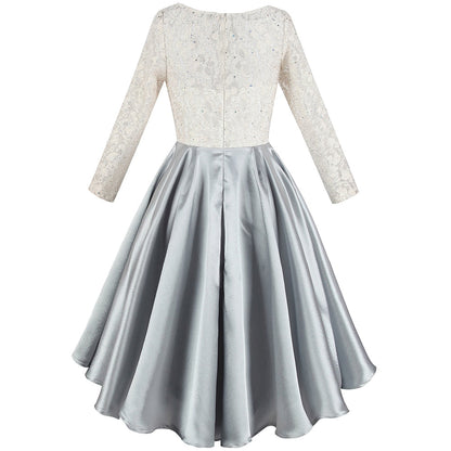 Half Sleeve Sequin See Through Formal Party Long Evening Dresses