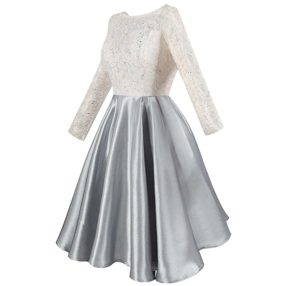 Half Sleeve Sequin See Through Formal Party Long Evening Dresses