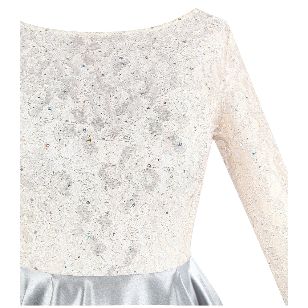 Half Sleeve Sequin See Through Formal Party Long Evening Dresses