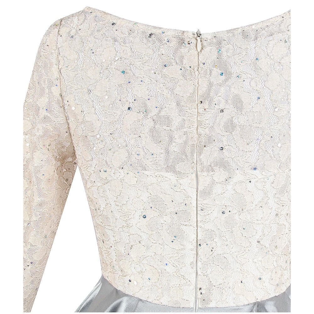 Half Sleeve Sequin See Through Formal Party Long Evening Dresses